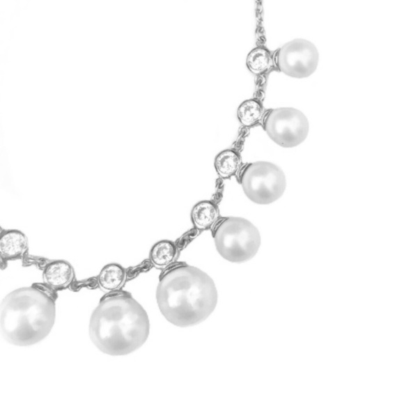 KATE SPADE • Silver Crystal Pearl Necklace - Picture 2 of 5